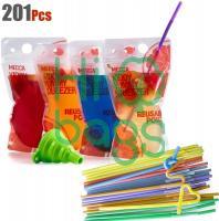 Reusable Drink Pouches Double Zipper Reusable Smoothie Juice Clear Zipper Pouch Storage Bags M